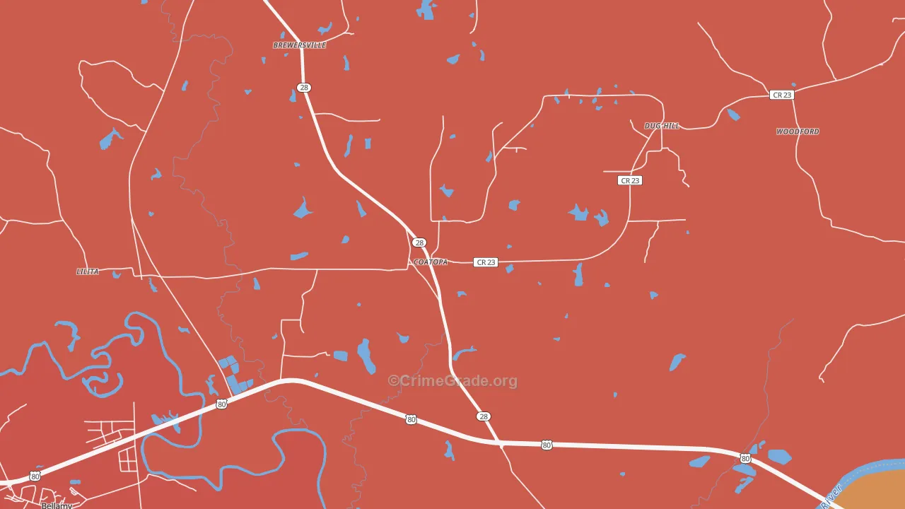 Coatopa, AL Map of Murder Rates
