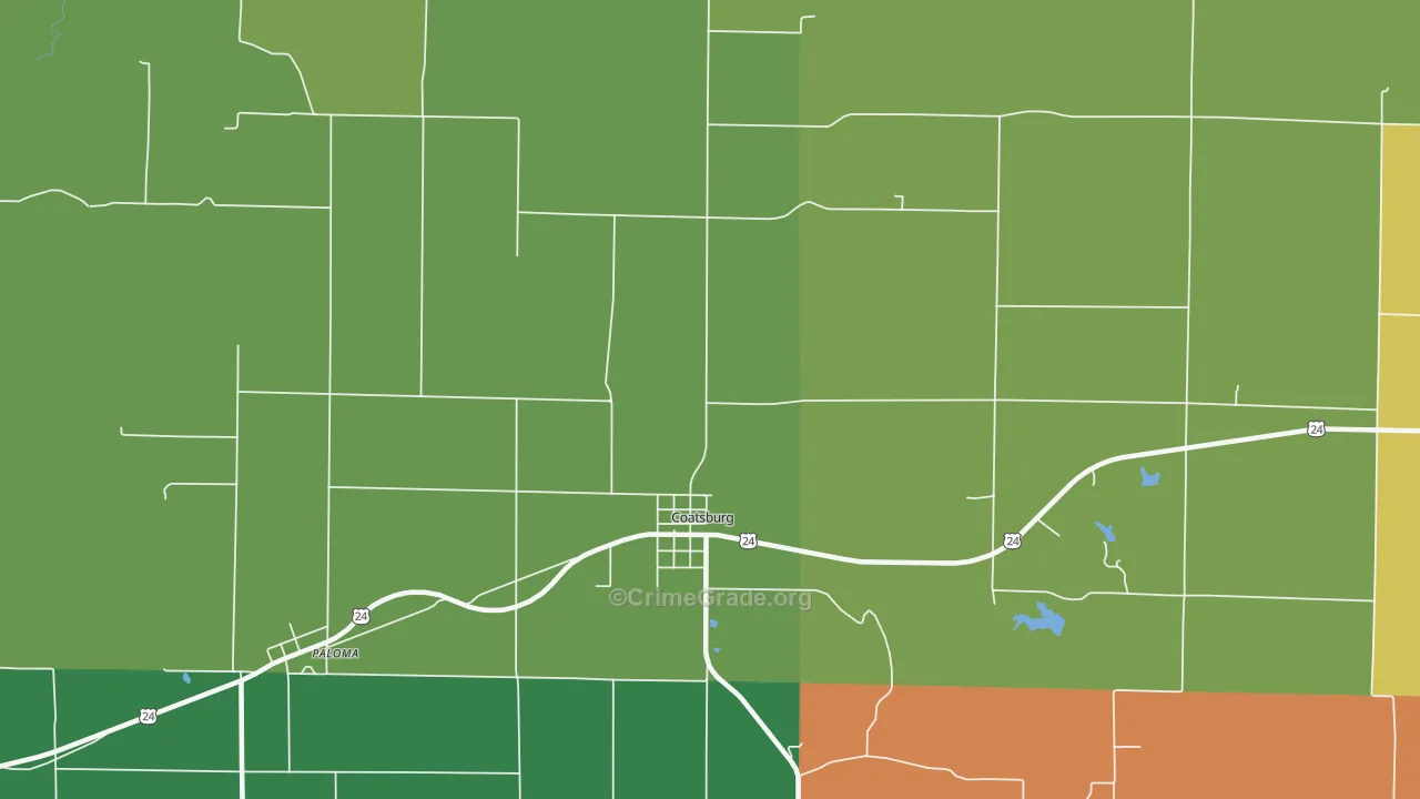 Coatsburg, IL Map of Murder Rates