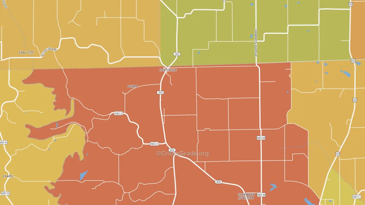 Coatsville, MO Map of Murder Rates