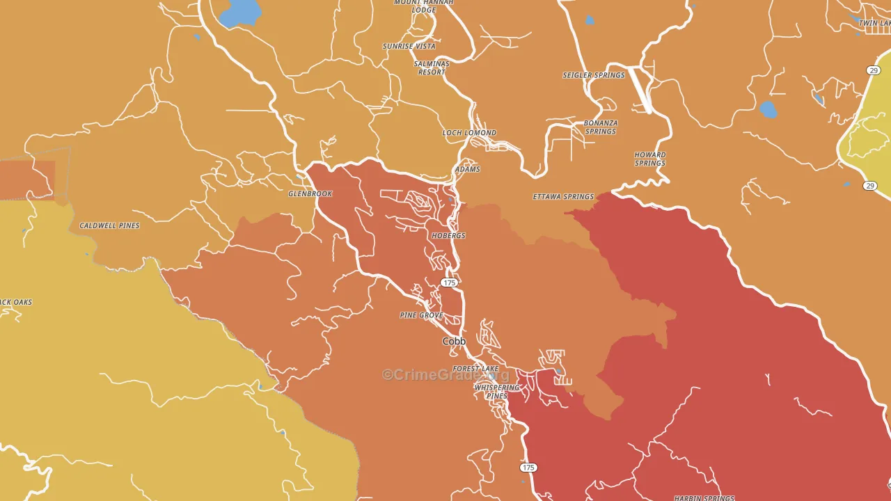 Cobb, CA Map of Murder Rates