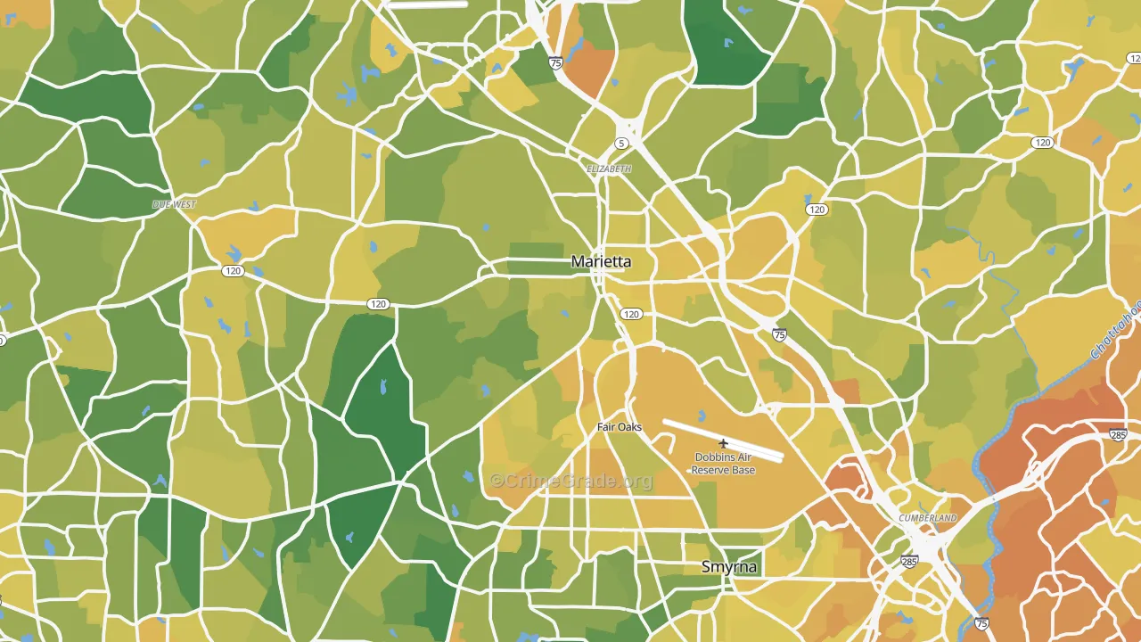 Cobb County, GA Map of Murder Rates