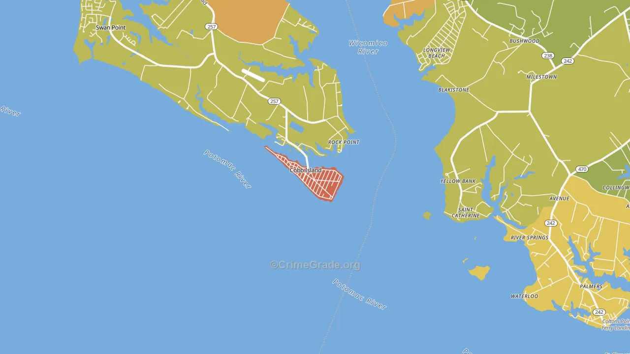 Cobb Island, MD Map of Murder Rates