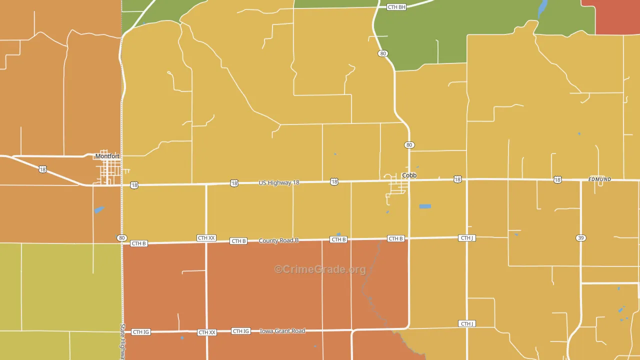 Cobb, WI Map of Murder Rates