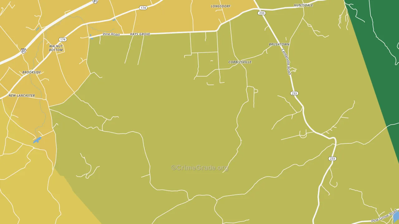 Cobblesville, PA Map of Murder Rates