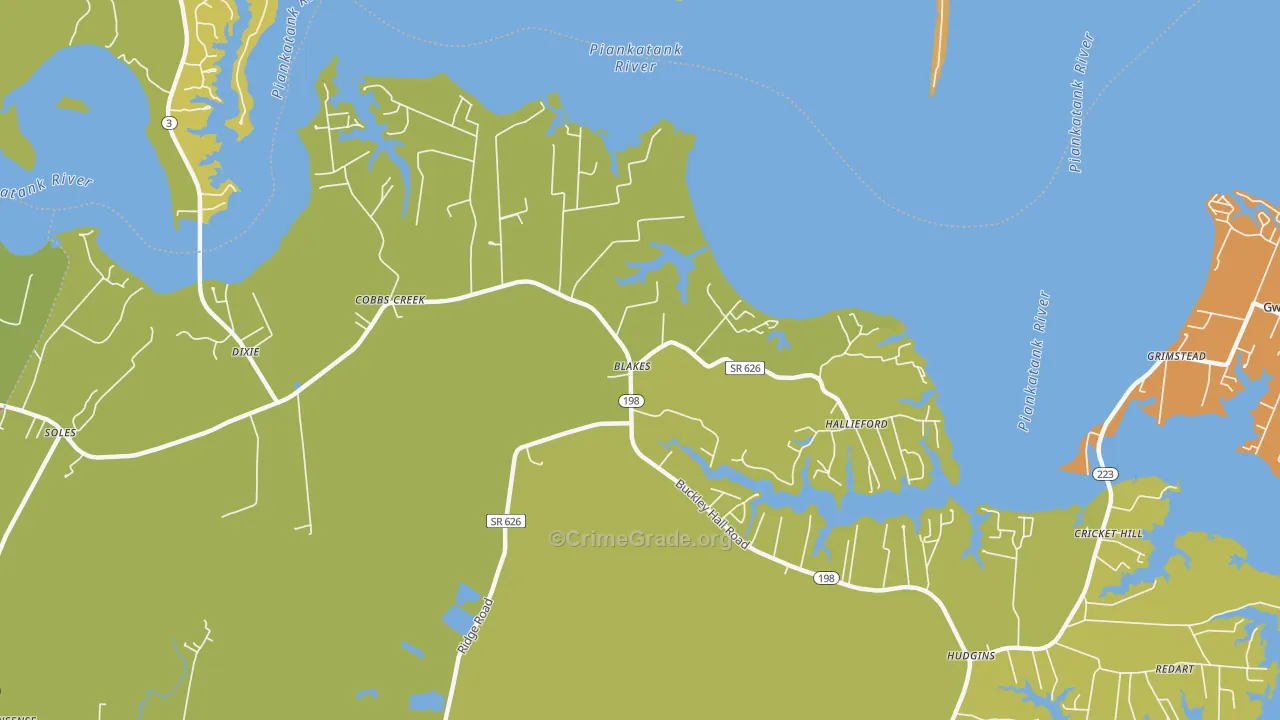 Cobbs Creek, VA Map of Murder Rates