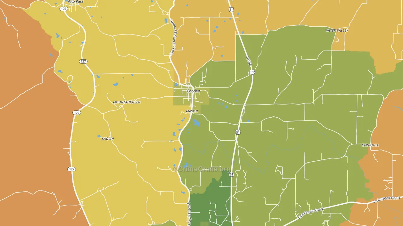 Cobden, IL Map of Murder Rates