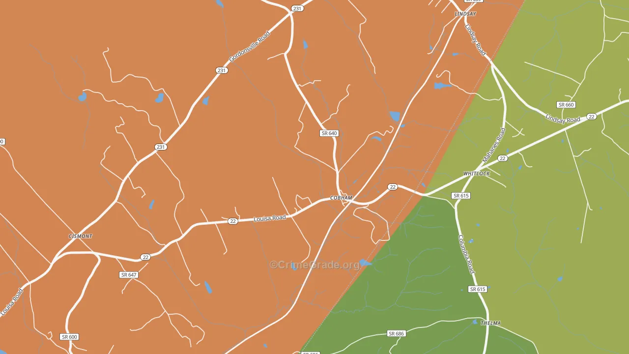Cobham, VA Map of Murder Rates