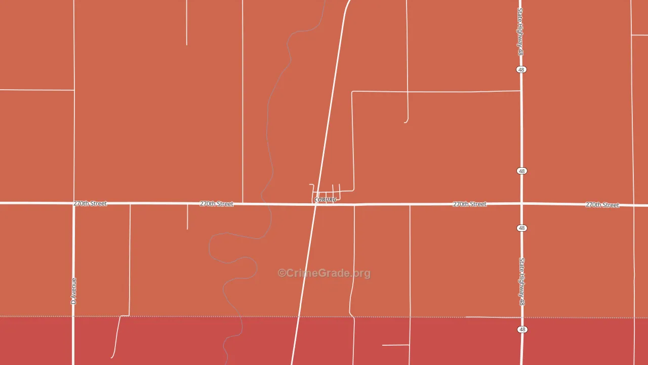 Coburg, IA Map of Murder Rates