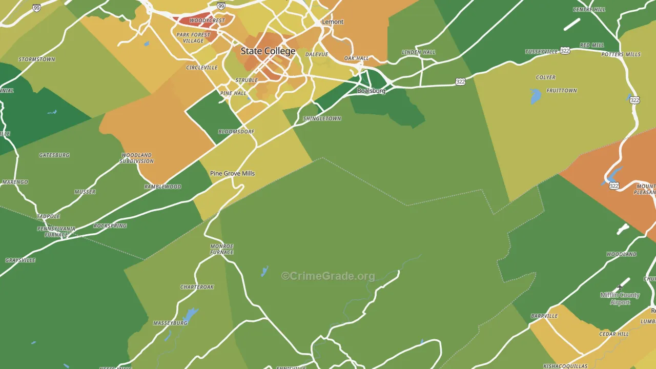 Coburn, PA Map of Murder Rates