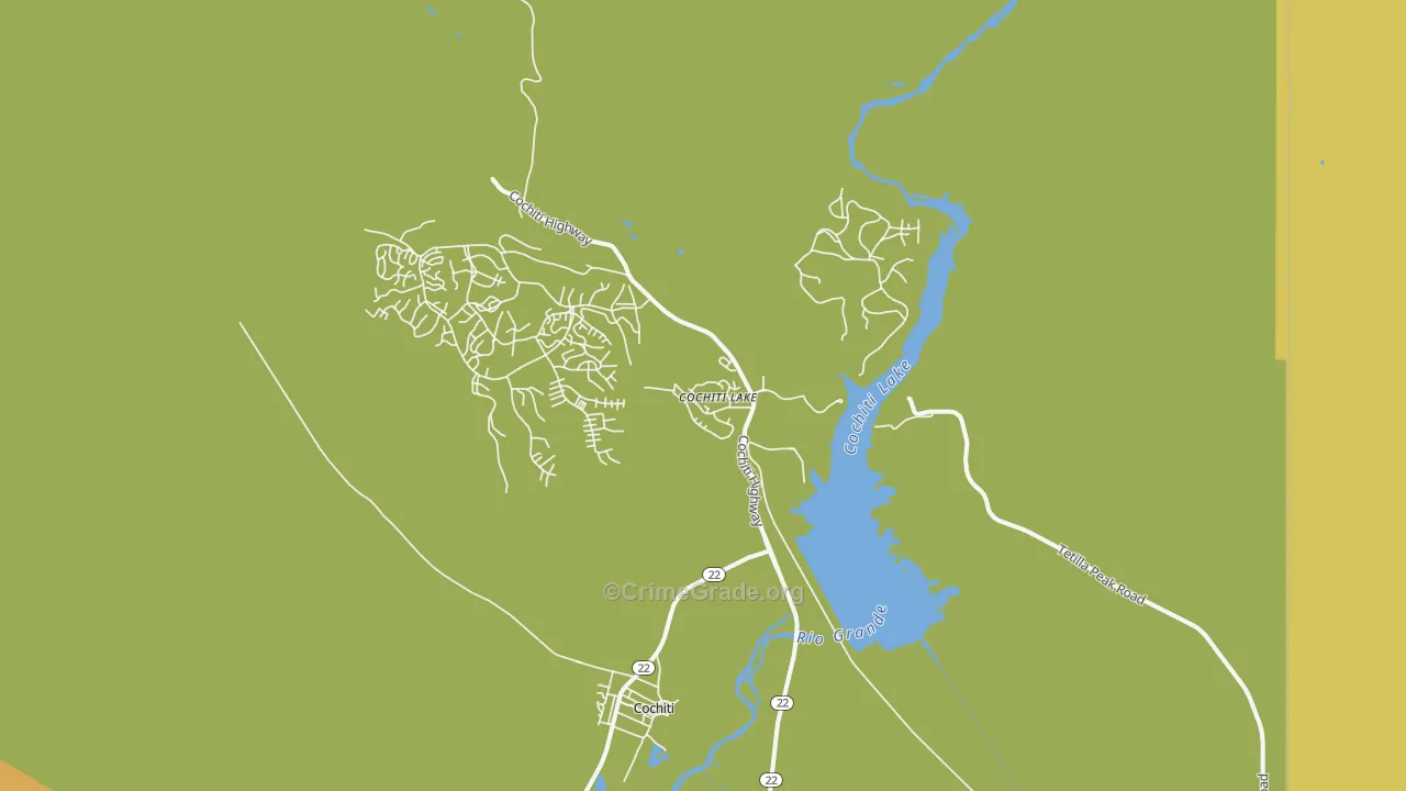 Cochiti Lake, NM Map of Murder Rates