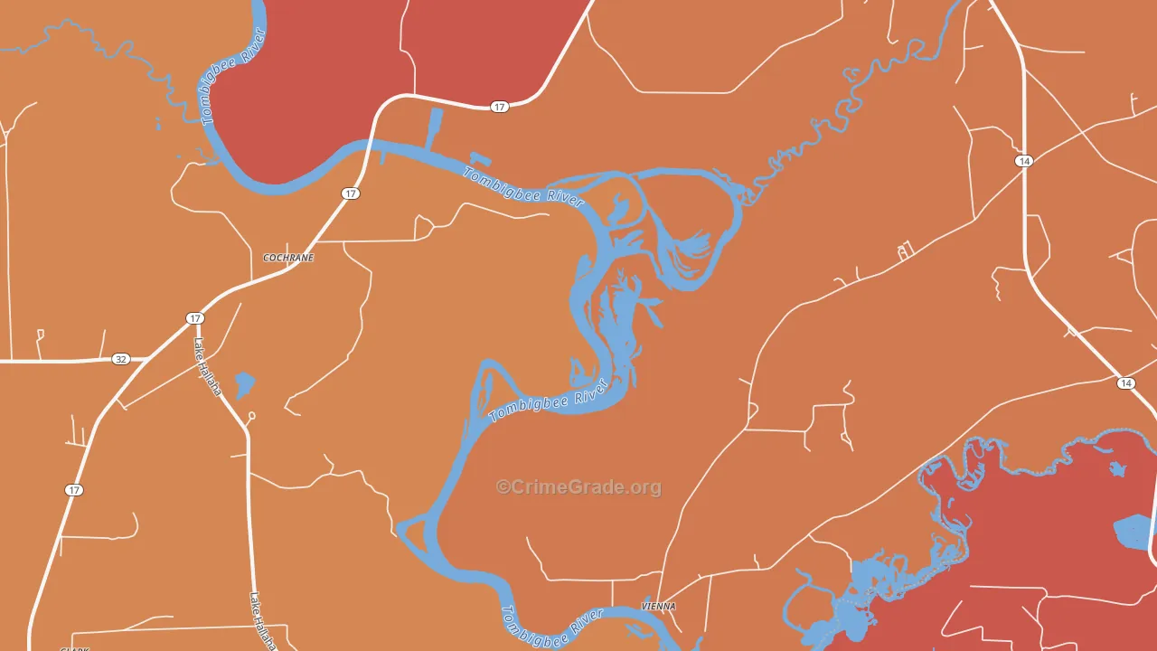 Cochrane, AL Map of Murder Rates