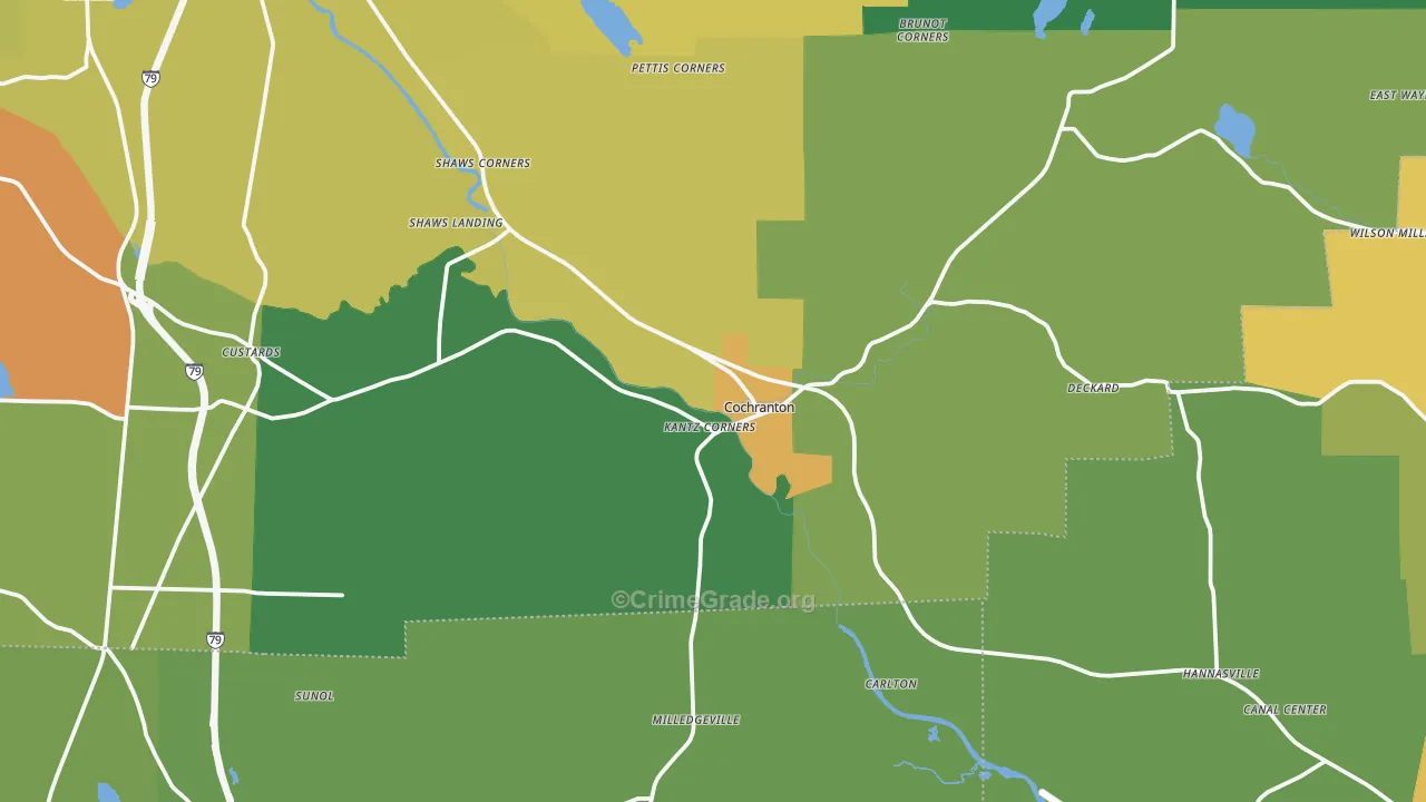 Cochranton, PA Map of Murder Rates