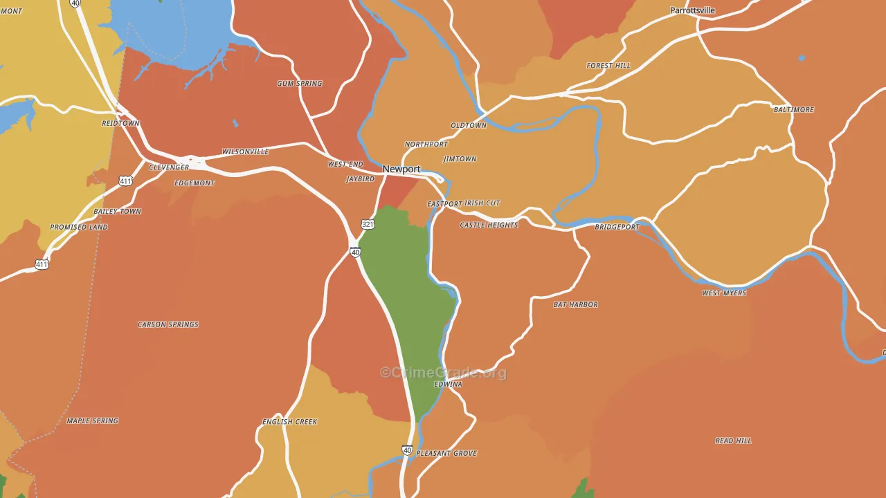 Cocke County, TN Map of Murder Rates