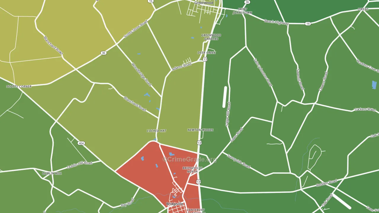 Cocked Hat, DE Map of Murder Rates