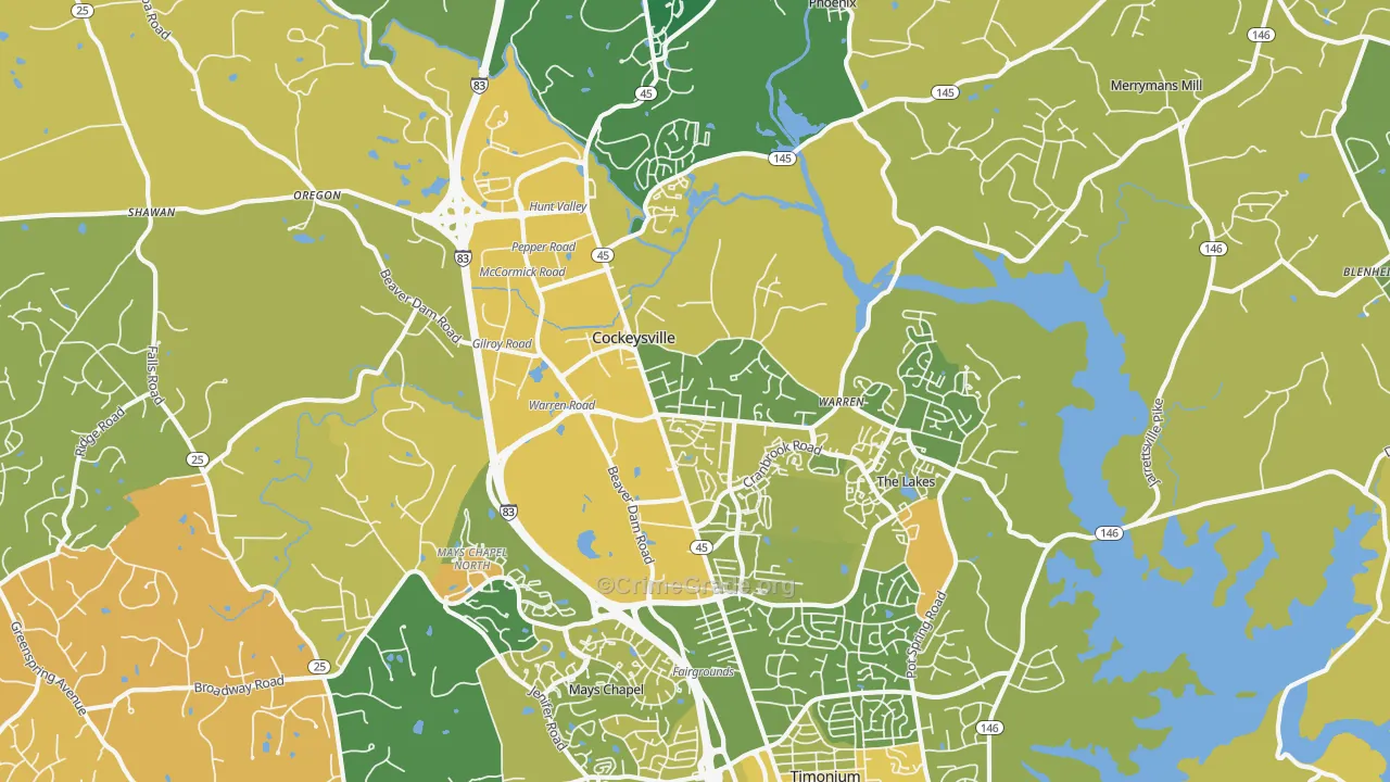 Cockeysville, MD Map of Murder Rates