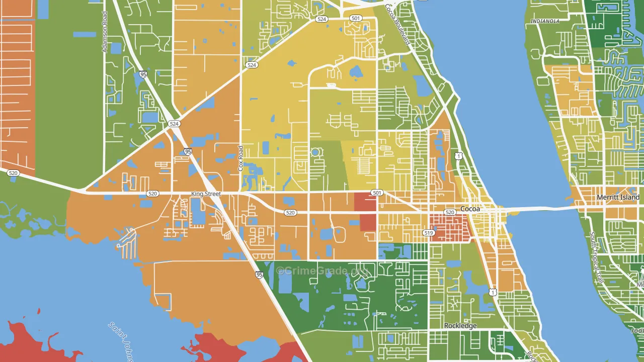 Cocoa West, FL Map of Murder Rates