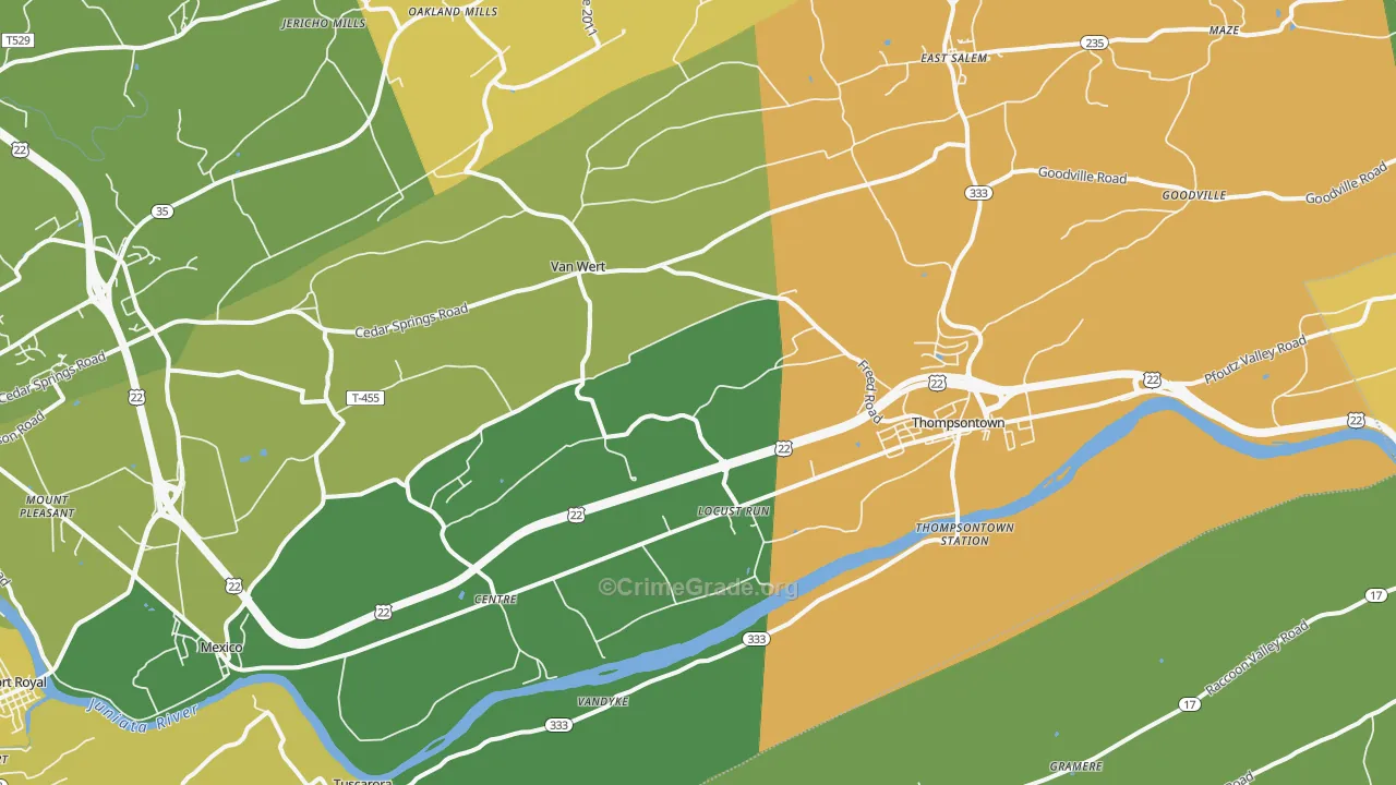 Cocolamus, PA Map of Murder Rates