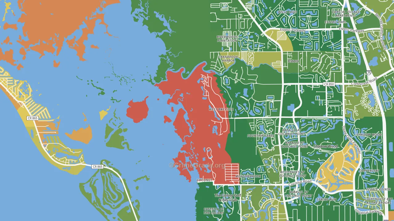 Coconut, FL Map of Murder Rates