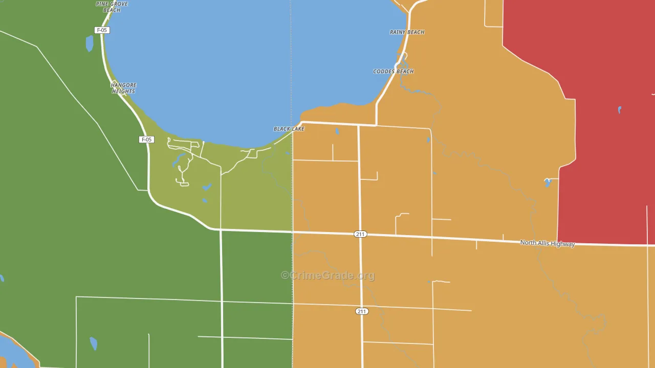 Coddes Beach, MI Map of Murder Rates