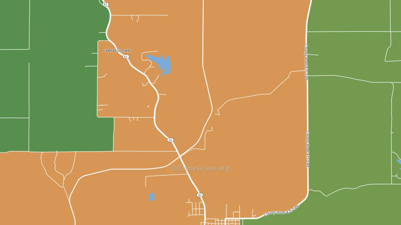 Coe, IN Map of Murder Rates