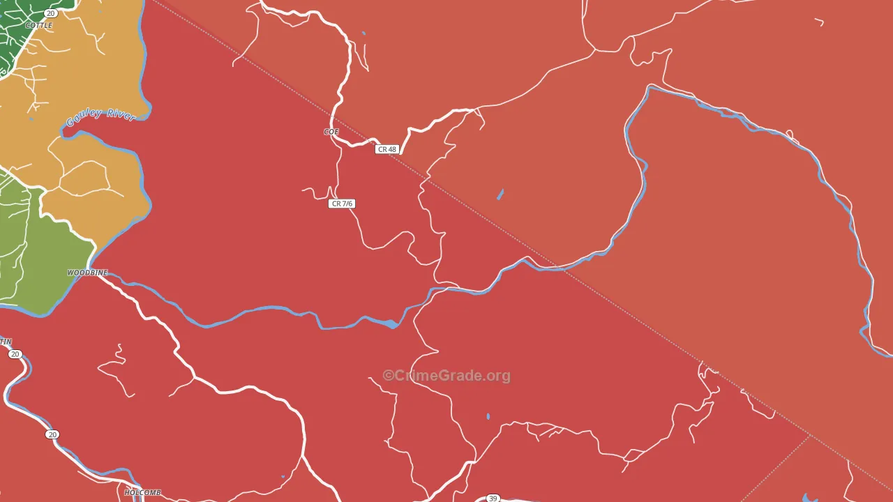 Coe, WV Map of Murder Rates