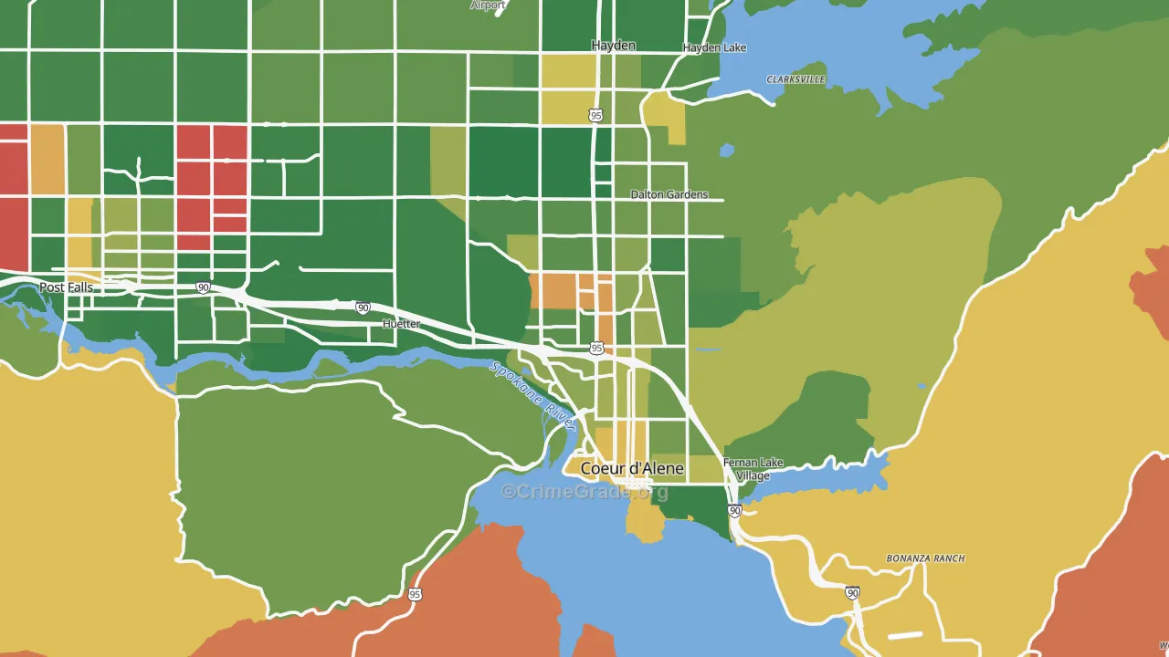 Coeur d'Alene, ID Map of Murder Rates