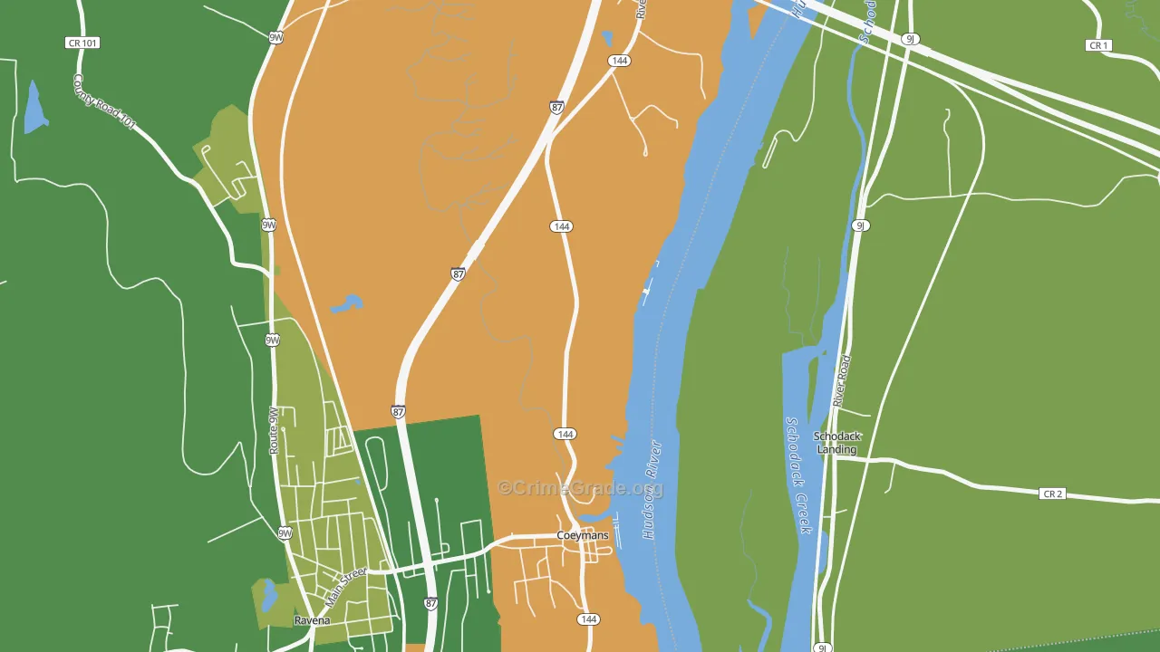 Coeymans, NY Map of Murder Rates