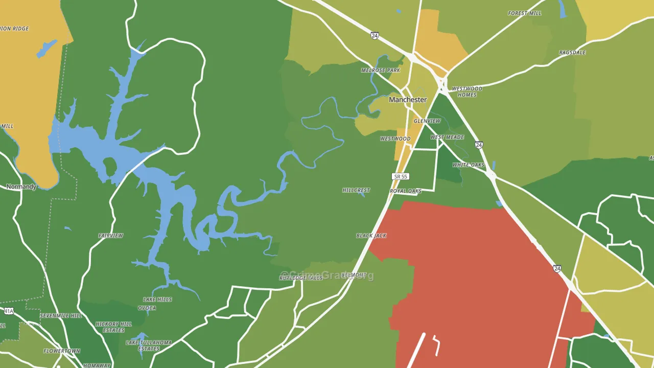 Coffee County, TN Map of Murder Rates