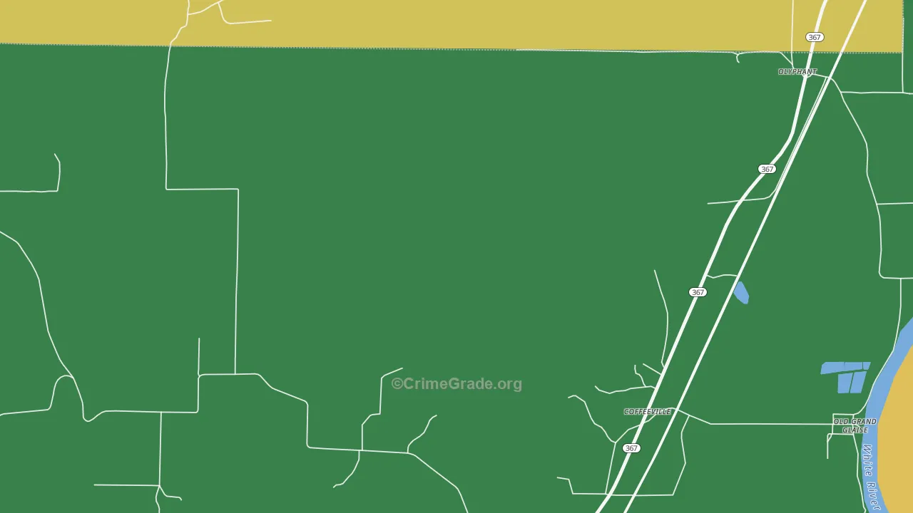 Coffeeville, AR Map of Murder Rates