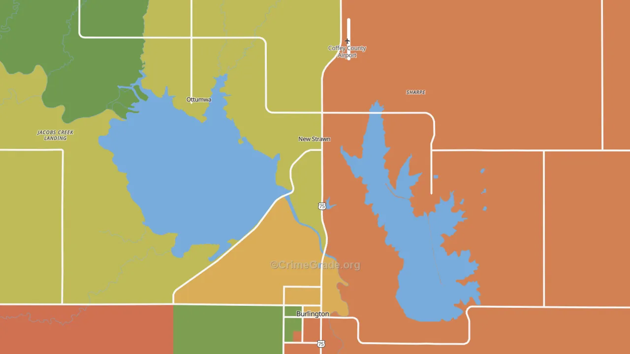 Coffey County, KS Map of Murder Rates
