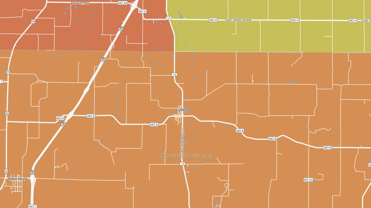 Coffey, MO Map of Murder Rates