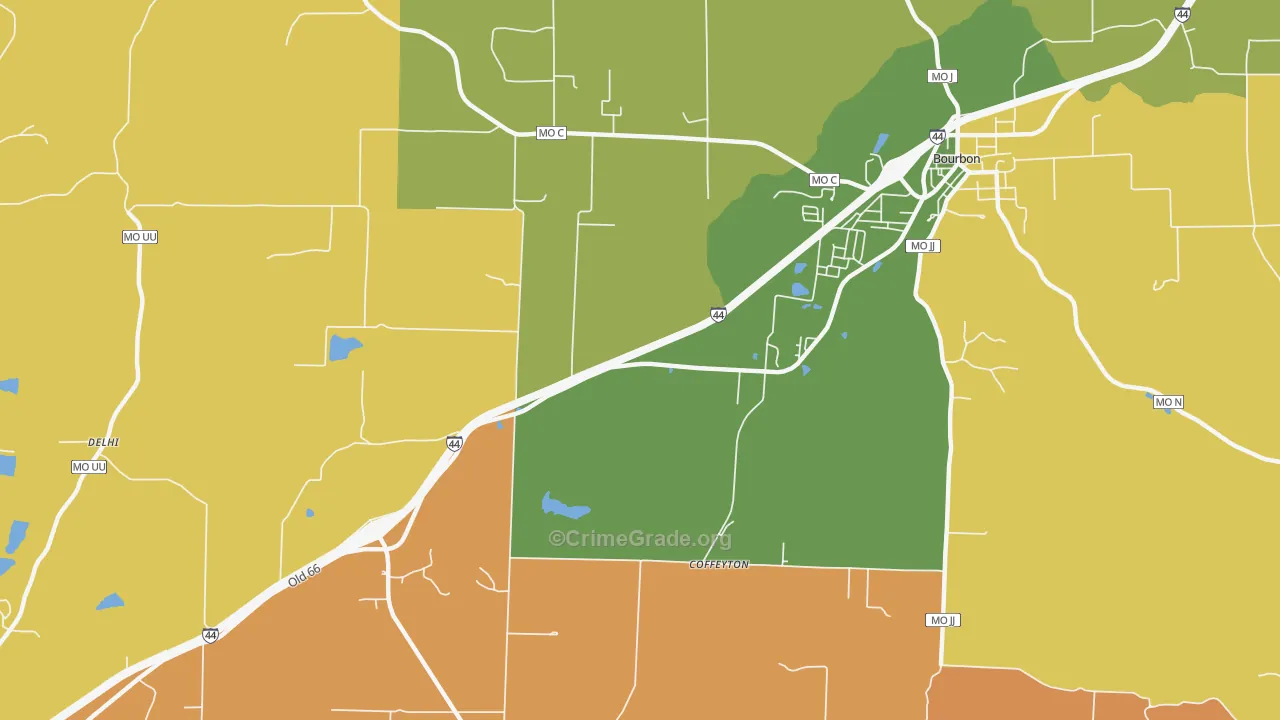 Coffeyton, MO Map of Murder Rates