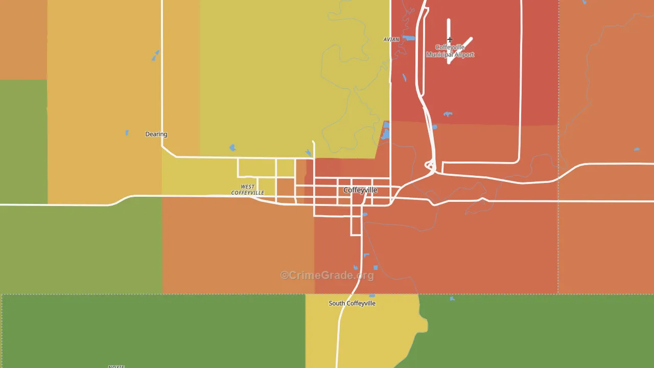 Coffeyville, KS Map of Murder Rates