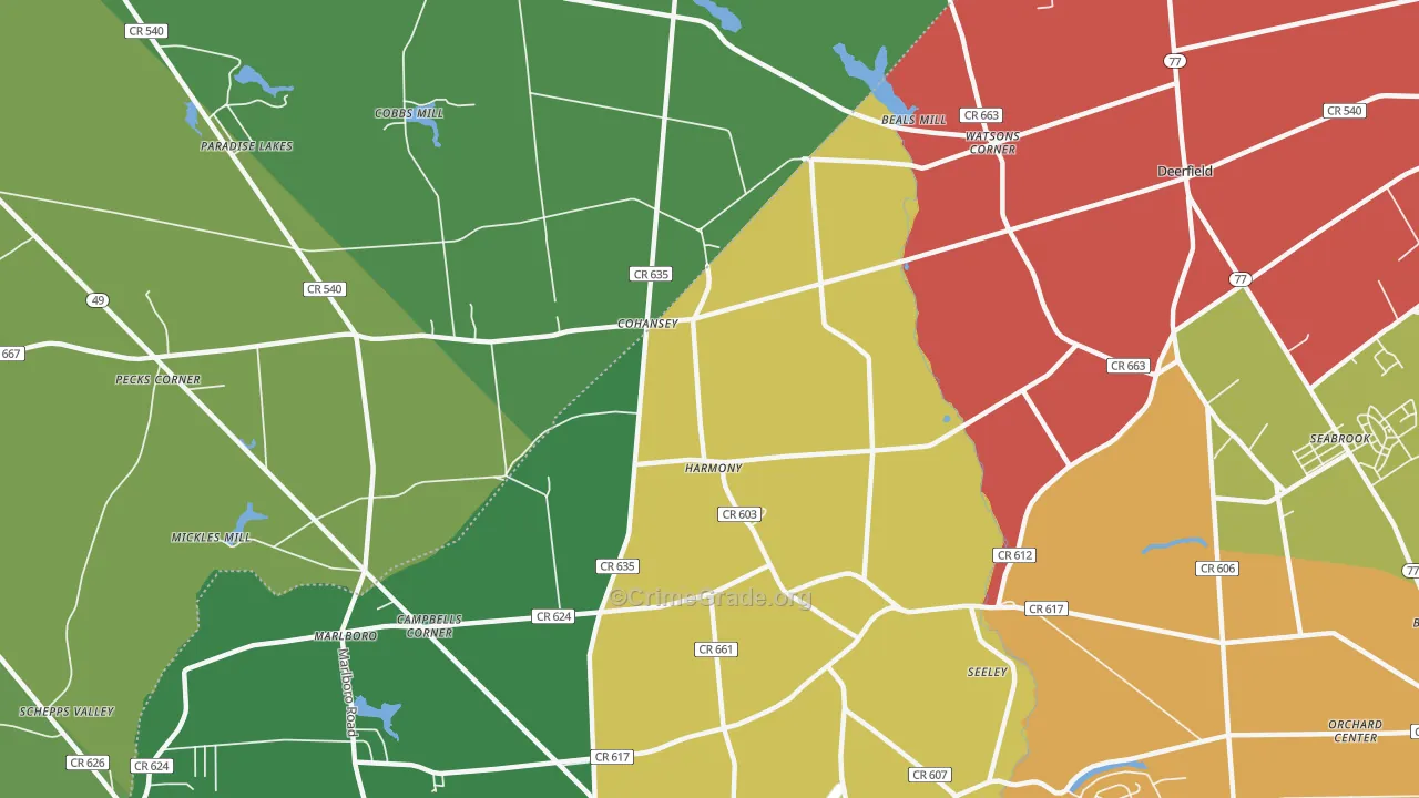 Cohansey, NJ Map of Murder Rates