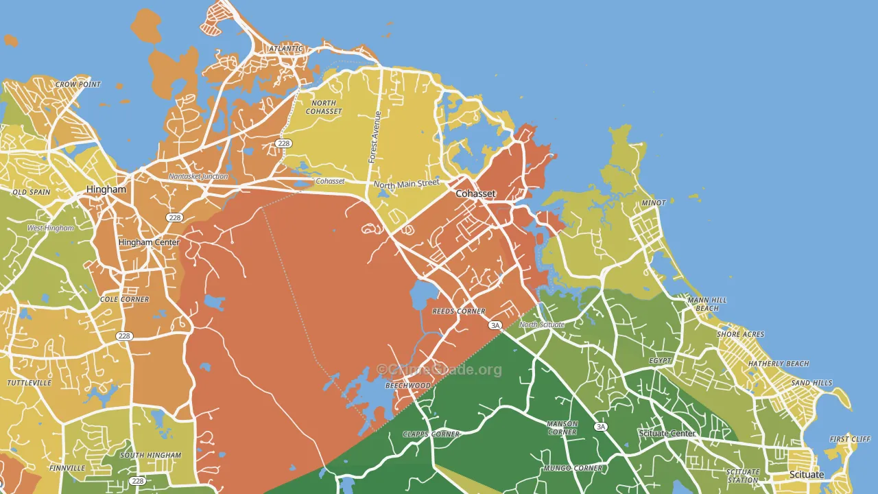 Cohasset, MA Map of Murder Rates