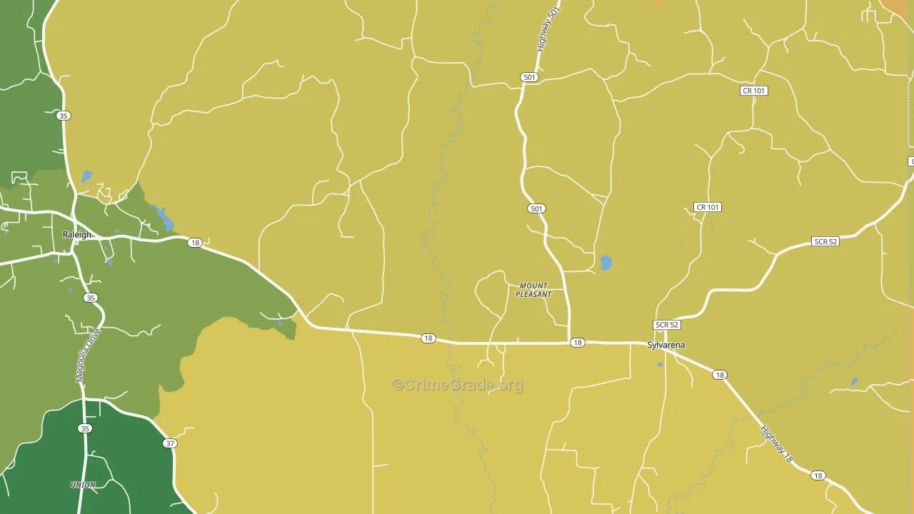 Cohay, MS Map of Murder Rates