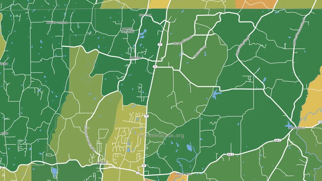 Cohutta, GA Map of Murder Rates