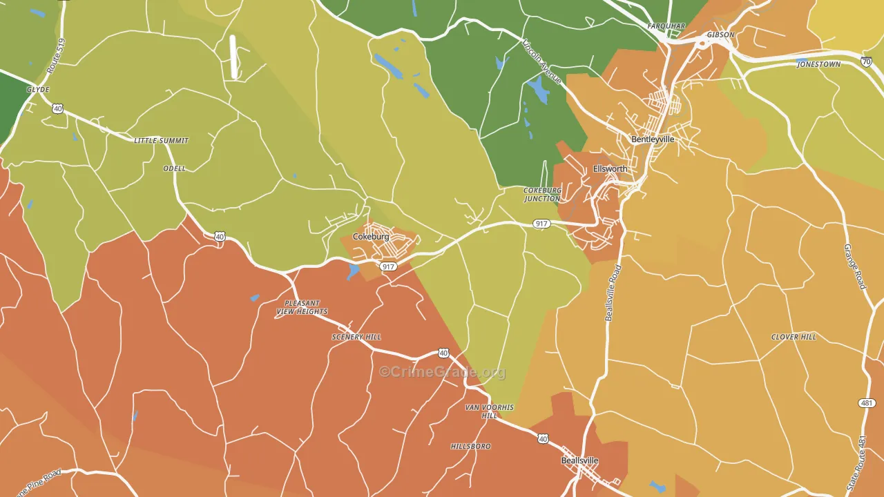 Cokeburg, PA Map of Murder Rates