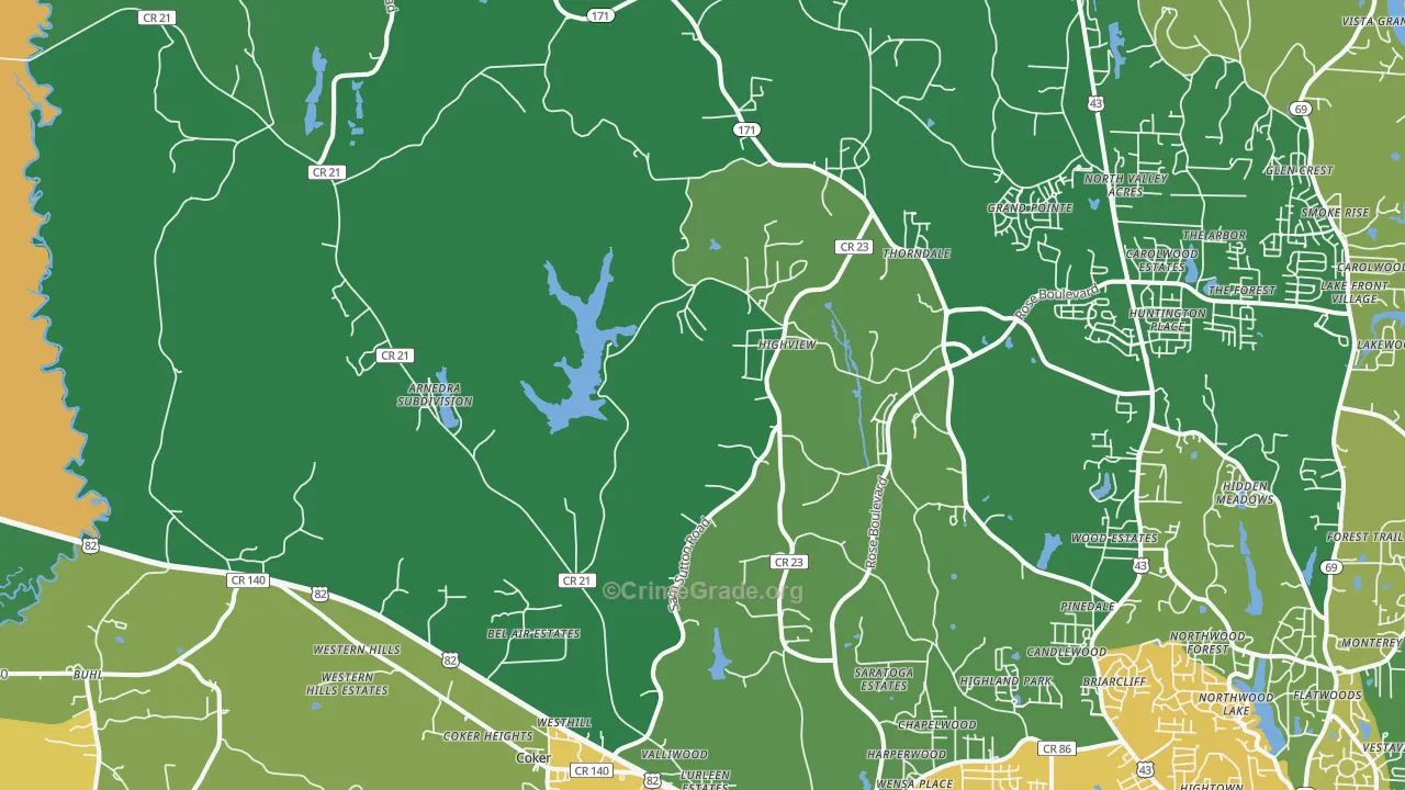Coker, AL Map of Murder Rates