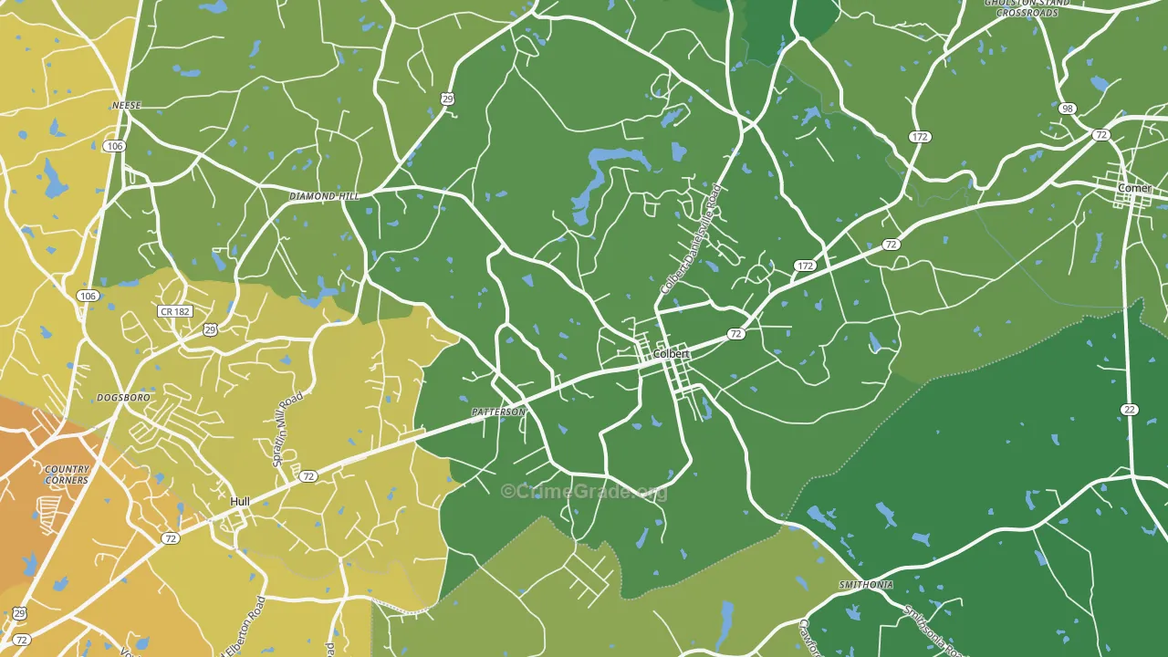 Colbert, GA Map of Murder Rates