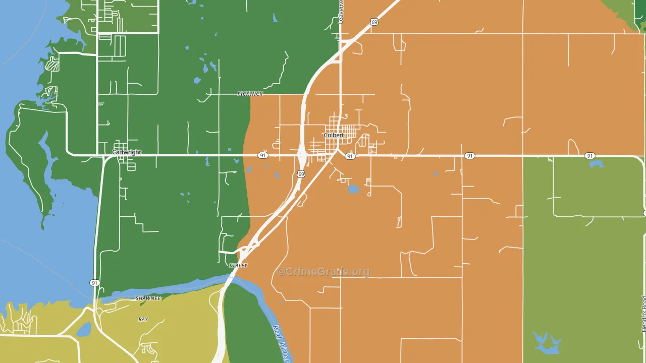 Colbert, OK Map of Murder Rates