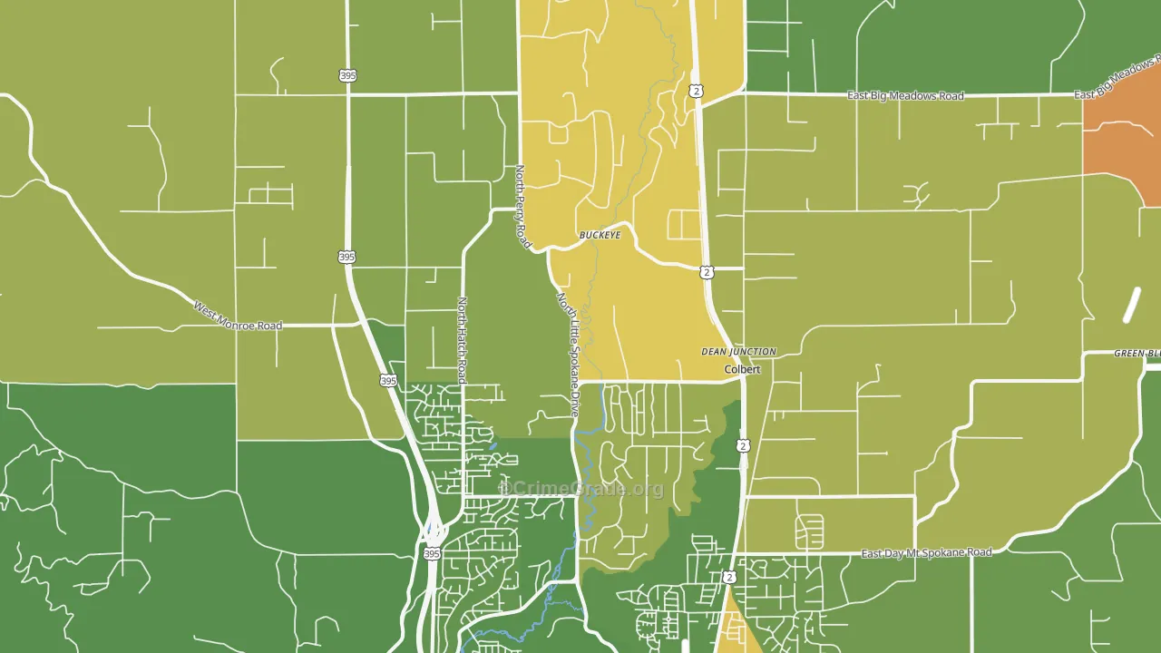 Colbert, WA Map of Murder Rates