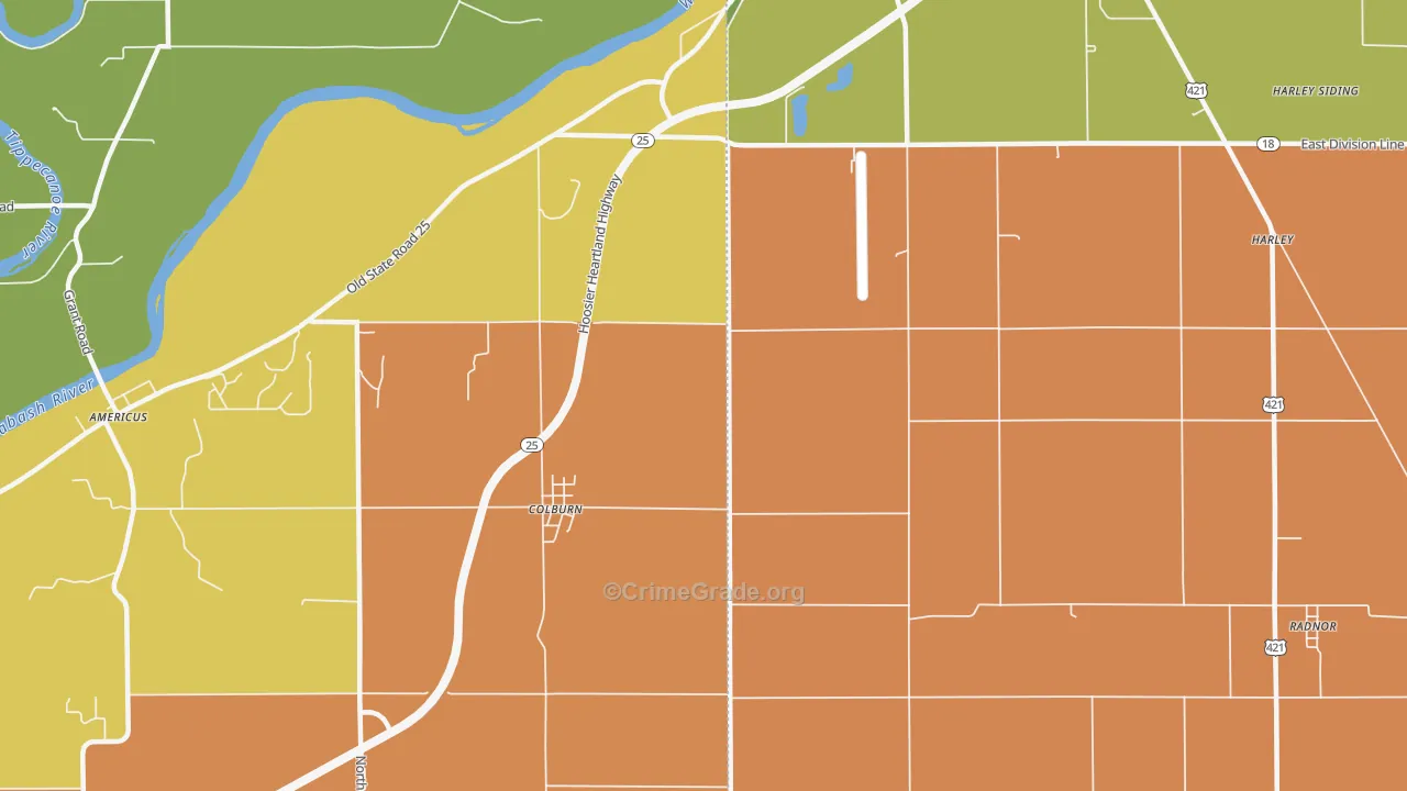 Colburn, IN Map of Murder Rates