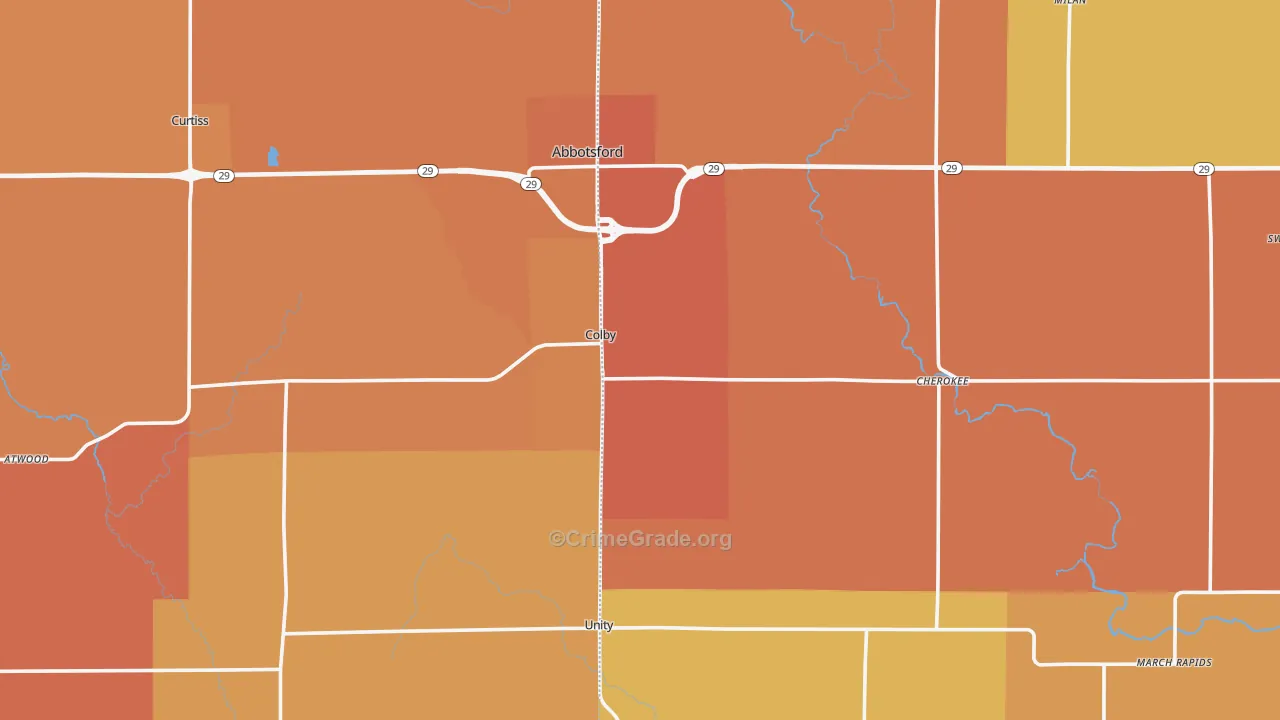 Colby, WI Map of Murder Rates