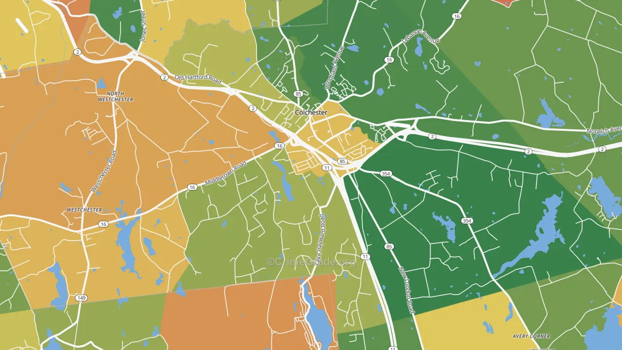 Colchester, CT Map of Murder Rates