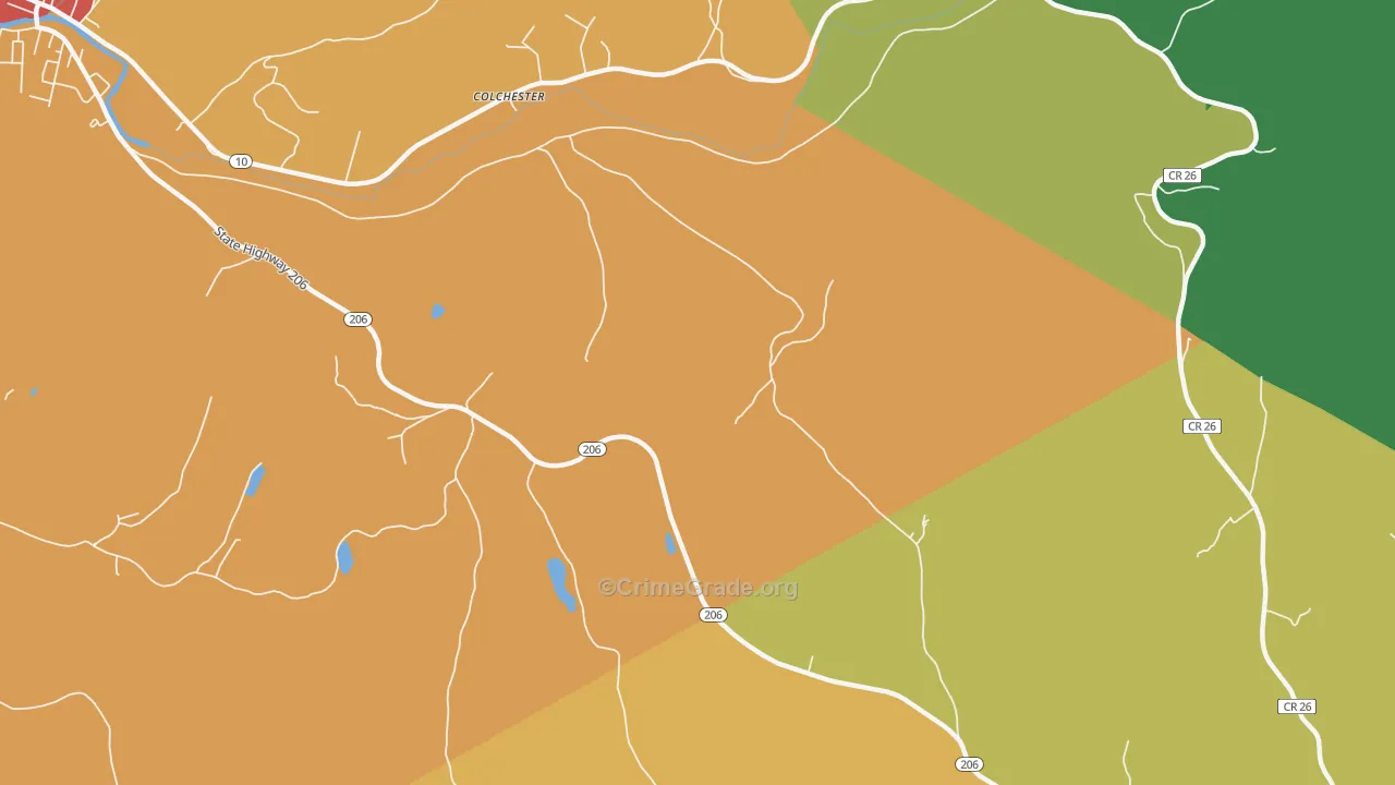 Colchester, NY Map of Murder Rates