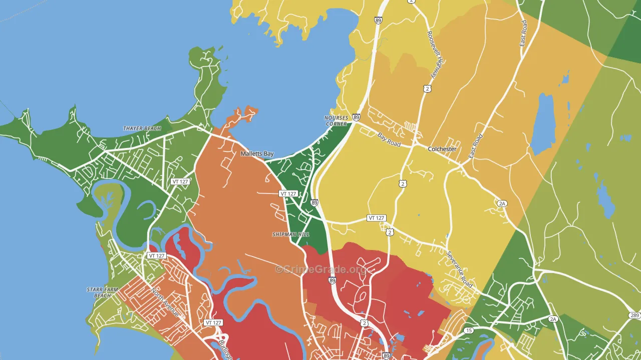 Colchester, VT Map of Murder Rates