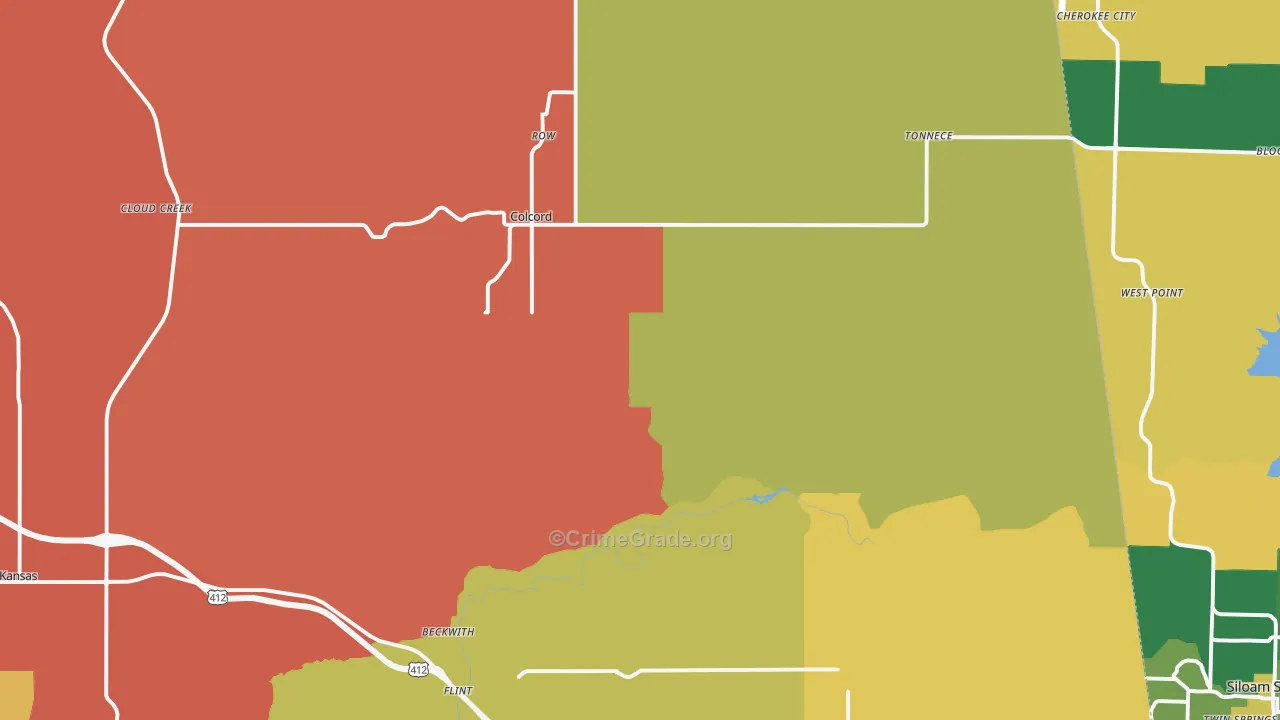 Colcord, OK Map of Murder Rates