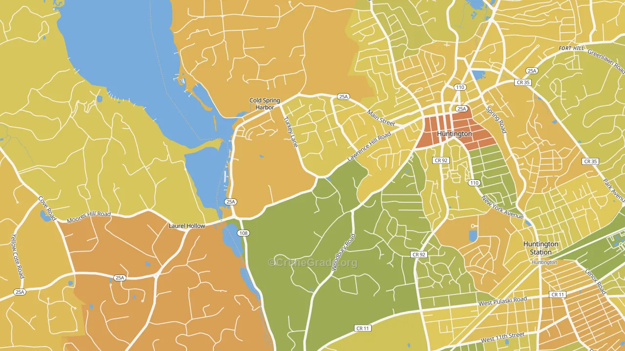 Cold Spring Harbor, NY Map of Murder Rates