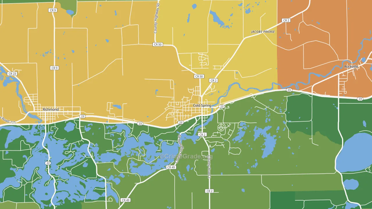 Cold Spring, MN Map of Murder Rates